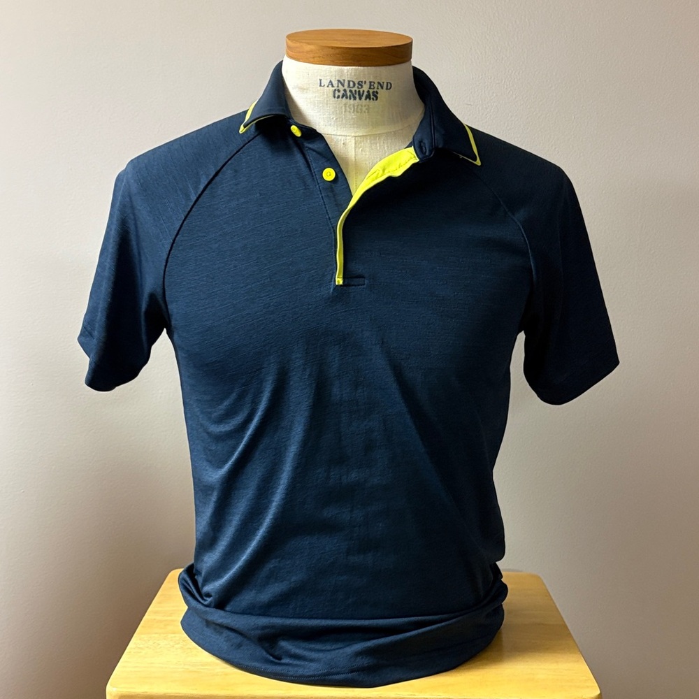 Prince Sports Men's tennis Dark Blue Polo with Yellow Accents